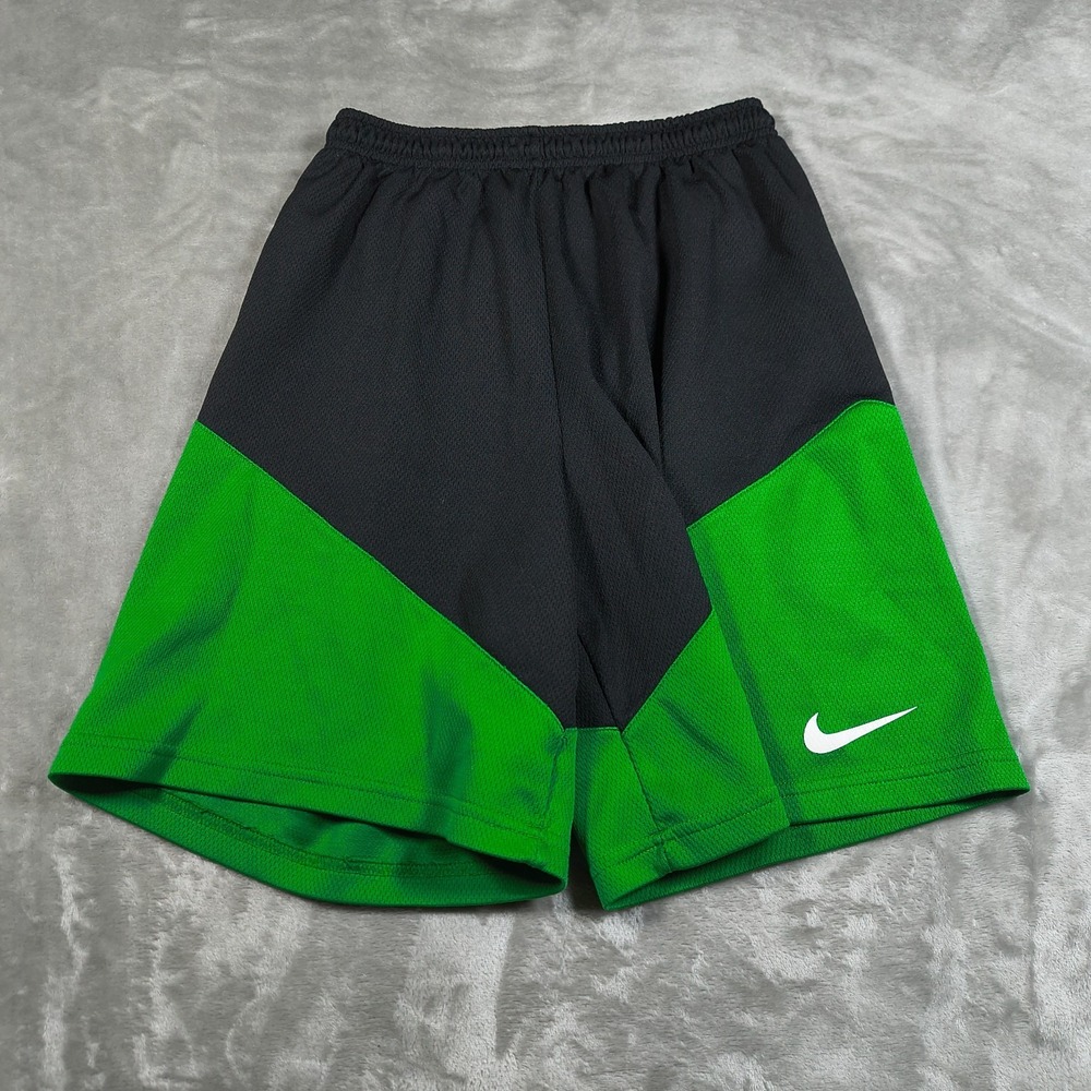 Nike Basketball Shorts Men Medium Black Green Colorblock Athletic Gym Train Mesh